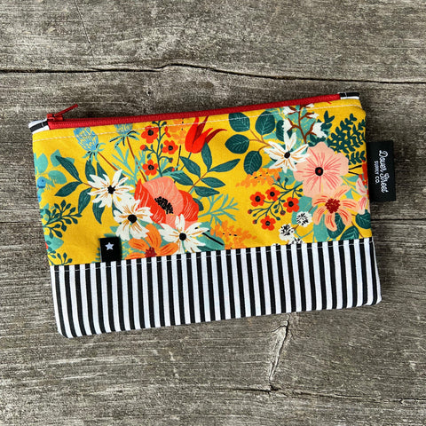 Yellow Floral Notions Pouch 1 - Small