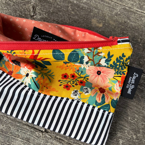 Yellow Floral Notions Pouch 1 - Small