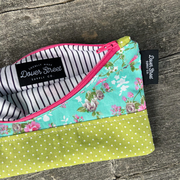 Blue Floral Notions Pouch - Small